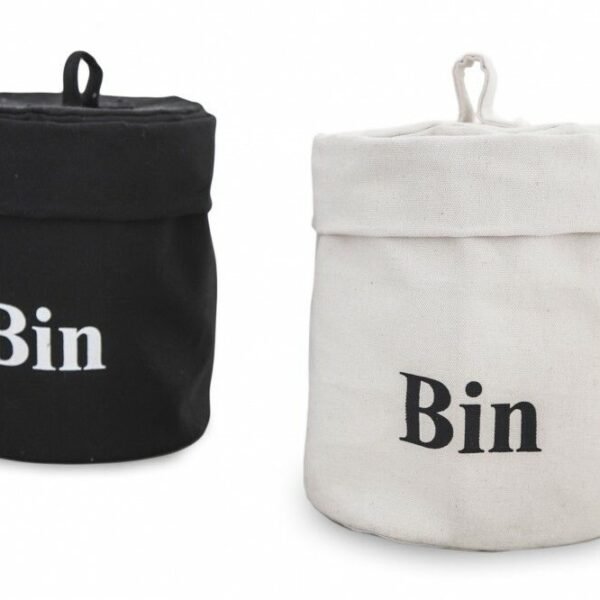 Cesto 4lts lona natural bin con tapa