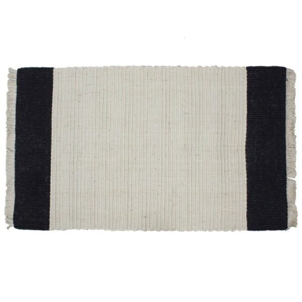 Alfombra rib natural/negra con flecos