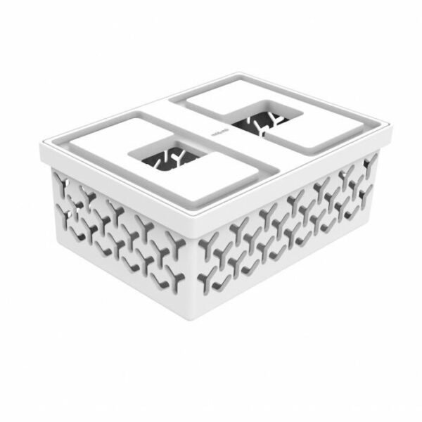 Canasto pvc con tapa small blanco