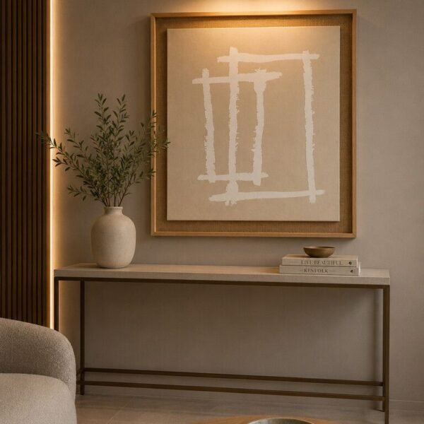 Cuadro fondo natural lineas blancas 83 cm x 83 cm