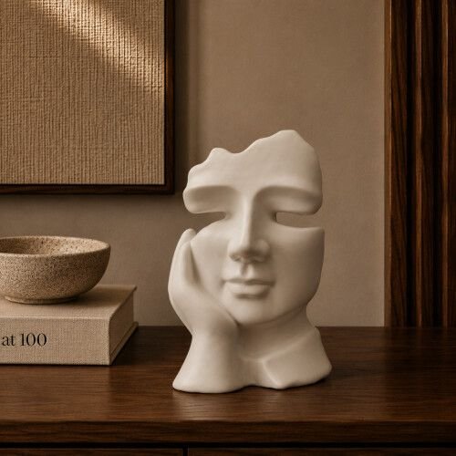 Adorno cabeza blanca ch 14x11x27cm