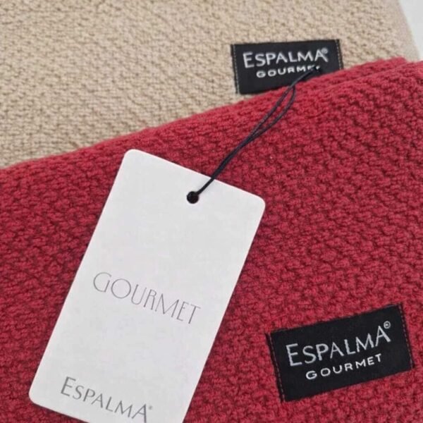 Toalla de cocina, 2 repasadores cuadros Beige/Rojo