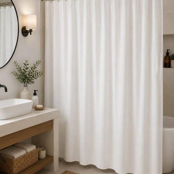 Cortina de baño poliester lino blanco 1.80x1.80mts
