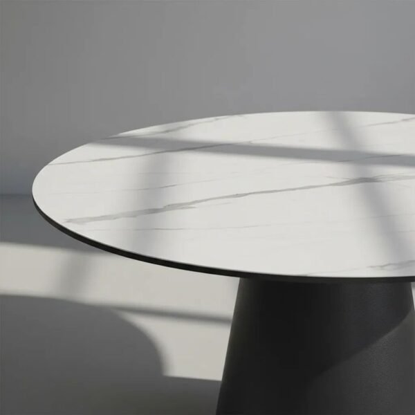 Mesa de comedor Lauri Statuario base negra - tapa blanca piedra 1.20mts