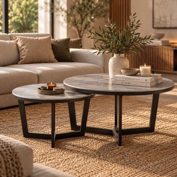 Set de mesas ratonas Amanda marble x2