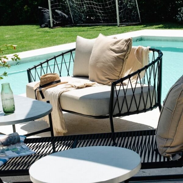 Sillon doble Milan tejido cordón fiore con almohadones